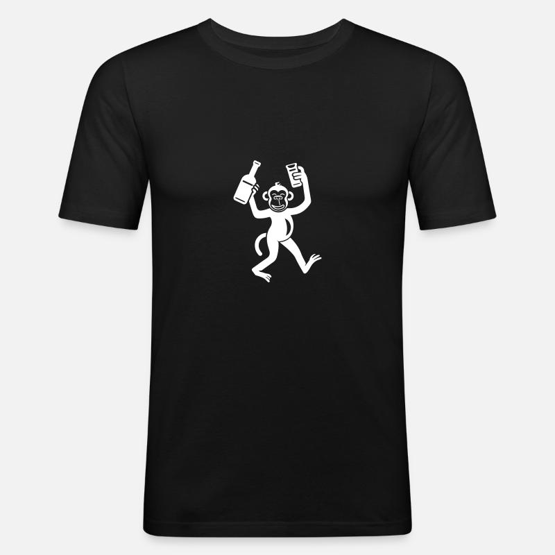 Affe Bier Lustig Junggesellenabschied - Männer Slim Fit T-Shirt - Schwarz
