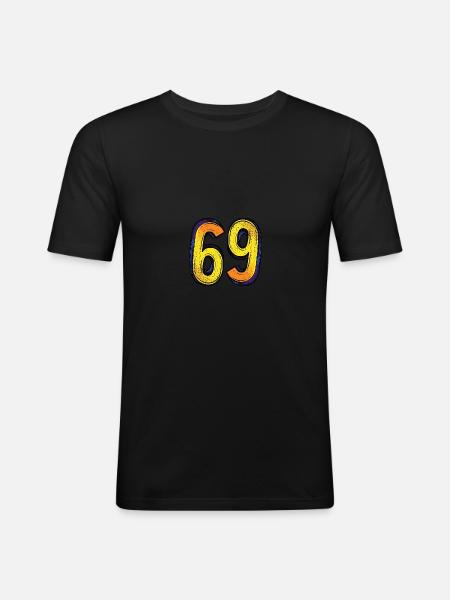 69 Number Comic - Men's Slim Fit T-Shirt - black