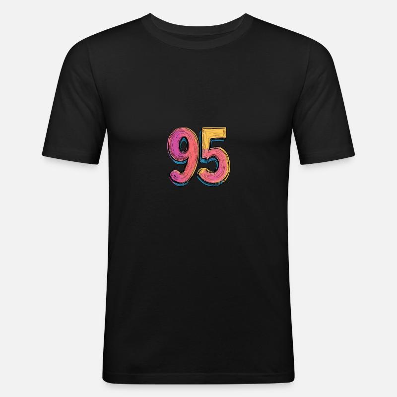 95 Zahl Comic - Männer Slim Fit T-Shirt - Schwarz