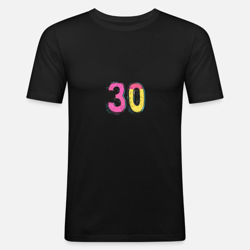 30 Zahl Comic - Männer Slim Fit T-Shirt - Schwarz