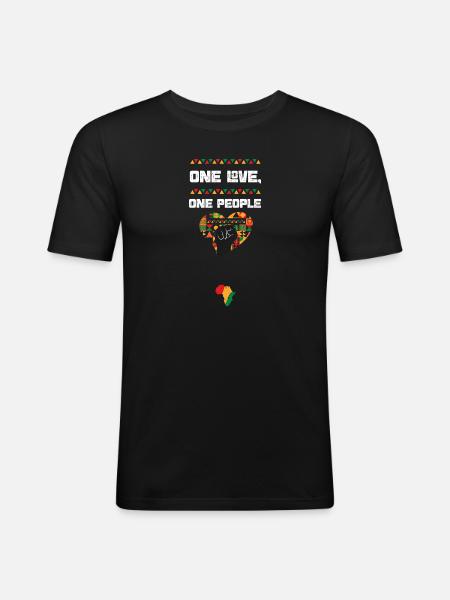 Un amour, un peuple - T-shirt près du corps Homme - noir