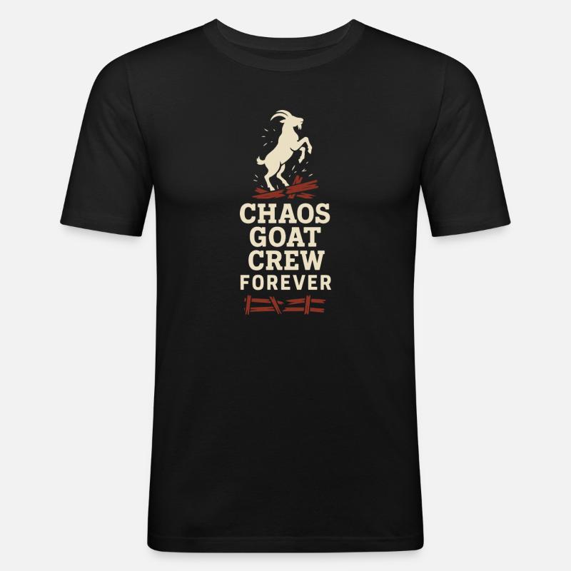 Gremlin Goat Chaos Crew Geschenk Crazy - Männer Slim Fit T-Shirt - Schwarz