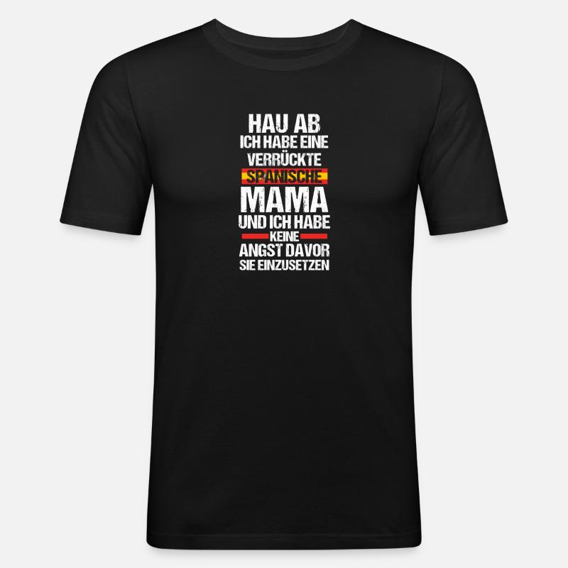 Spanier Mama Mutter Spanien - Männer Slim Fit T-Shirt - Schwarz
