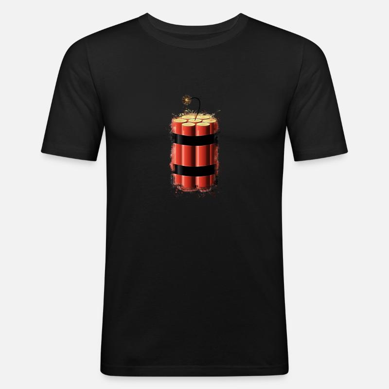 Bombe Dynamit hell glühend - Männer Slim Fit T-Shirt - Schwarz