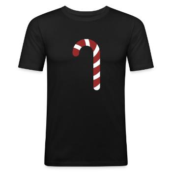 Weihnachtspullover - candycane - Geschenk - Männer Slim Fit T-Shirt - Schwarz - Vorne - Nik (191cm)