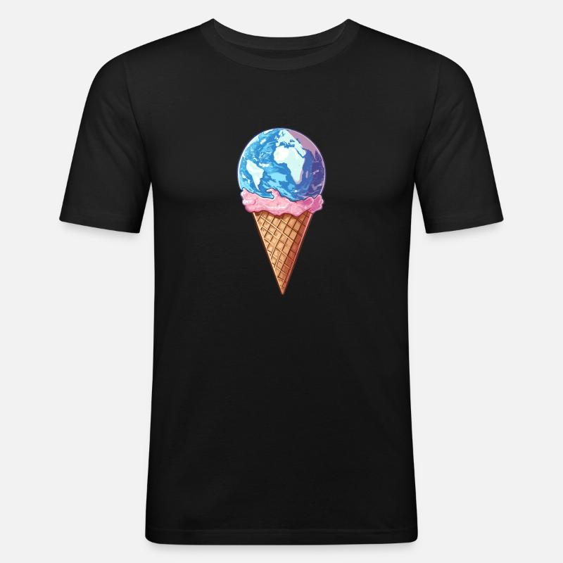Eis-Planet Erde - Männer Slim Fit T-Shirt - Schwarz