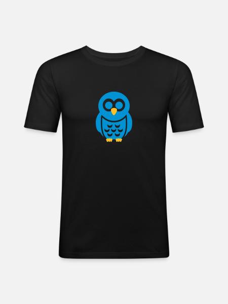 Eule - Männer Slim Fit T-Shirt - Schwarz
