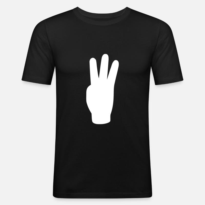 three finger greeting freedom - Men's Slim Fit T-Shirt - black