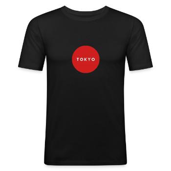Tokyo - Männer Slim Fit T-Shirt - Schwarz - Vorne - Nik (191cm)