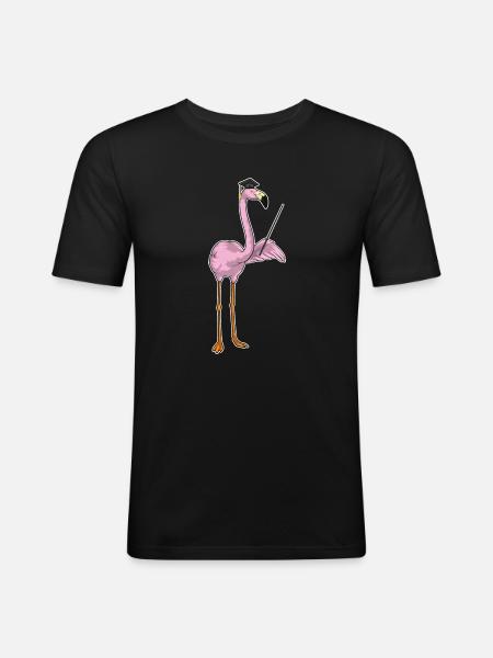Flamingo Teacher Pointing Stick School - Men's Slim Fit T-Shirt - black