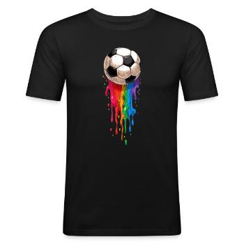 Fußball Fußballer Kinder Fußballspieler Geschenk - Männer Slim Fit T-Shirt - Schwarz - Vorne - Nik (191cm)
