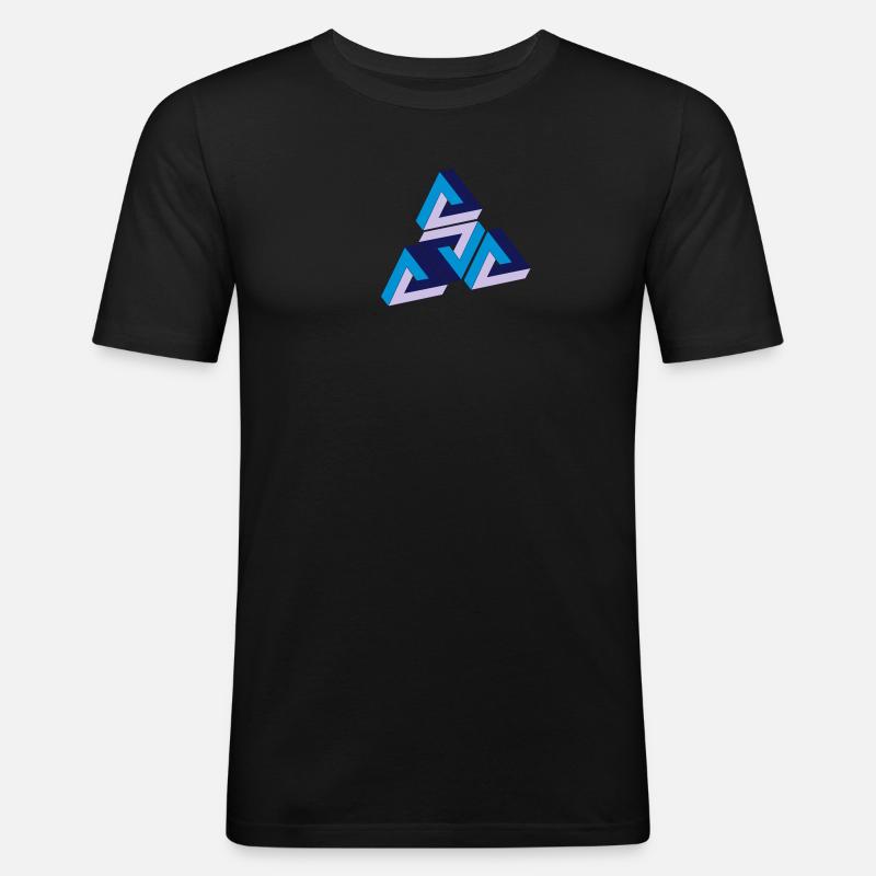 Penrose Triangle - Männer Slim Fit T-Shirt - Schwarz