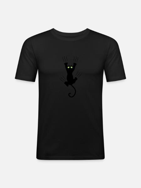 MAUVAIS CHAT NOIR - T-shirt près du corps Homme - noir