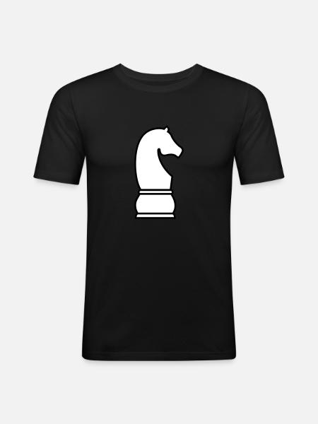 Schach Springer - Männer Slim Fit T-Shirt - Schwarz