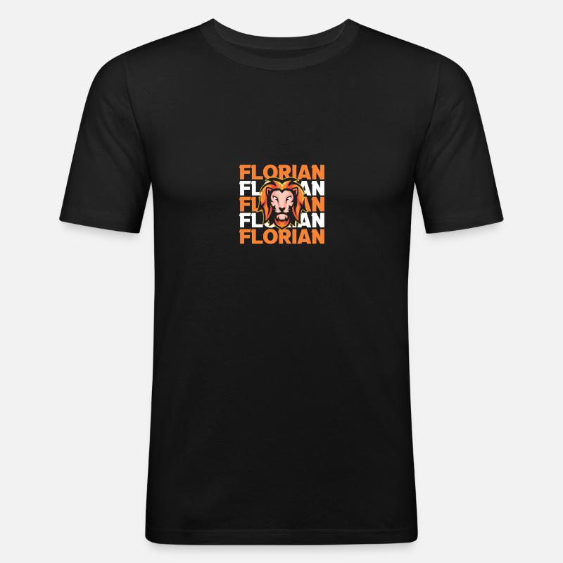 Löwe Florian - Männer Slim Fit T-Shirt - Schwarz