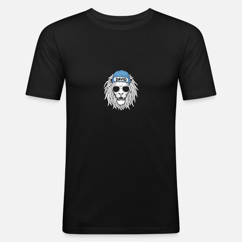 Löwe David - Männer Slim Fit T-Shirt - Schwarz