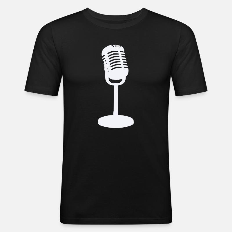 Mikrofon - Männer Slim Fit T-Shirt - Schwarz