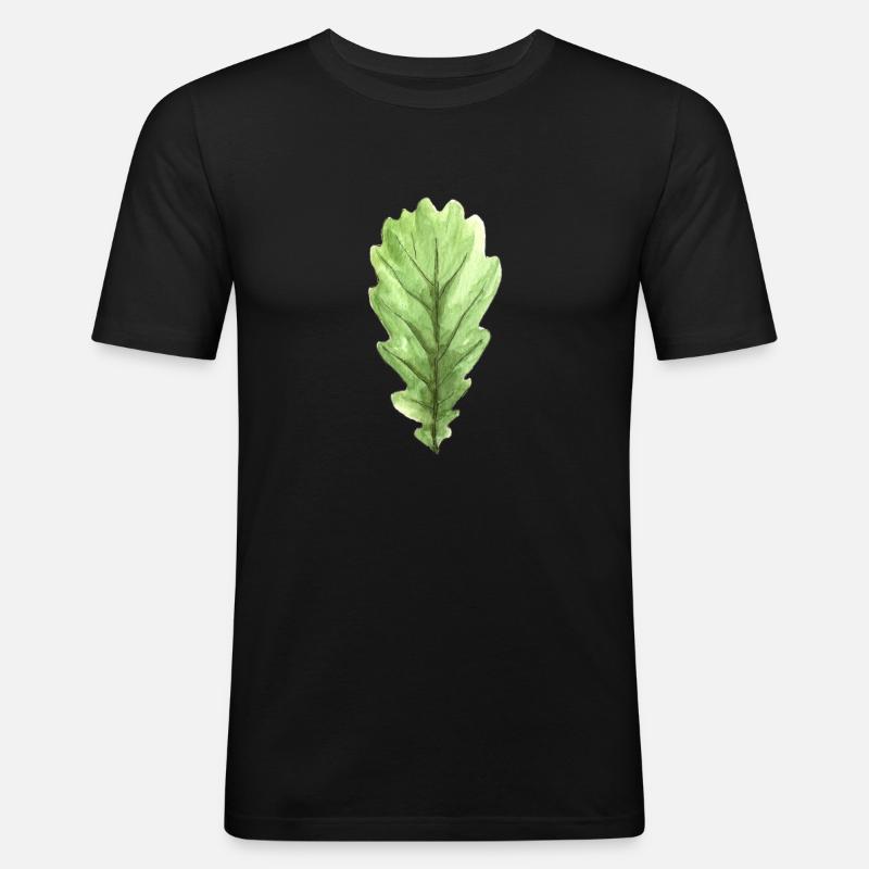 Blatt einer Eiche - Männer Slim Fit T-Shirt - Schwarz