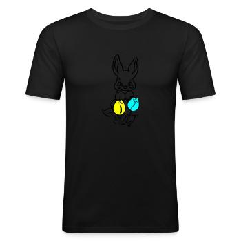 Häschen - Männer Slim Fit T-Shirt - Schwarz - Vorne - Nik (191cm)