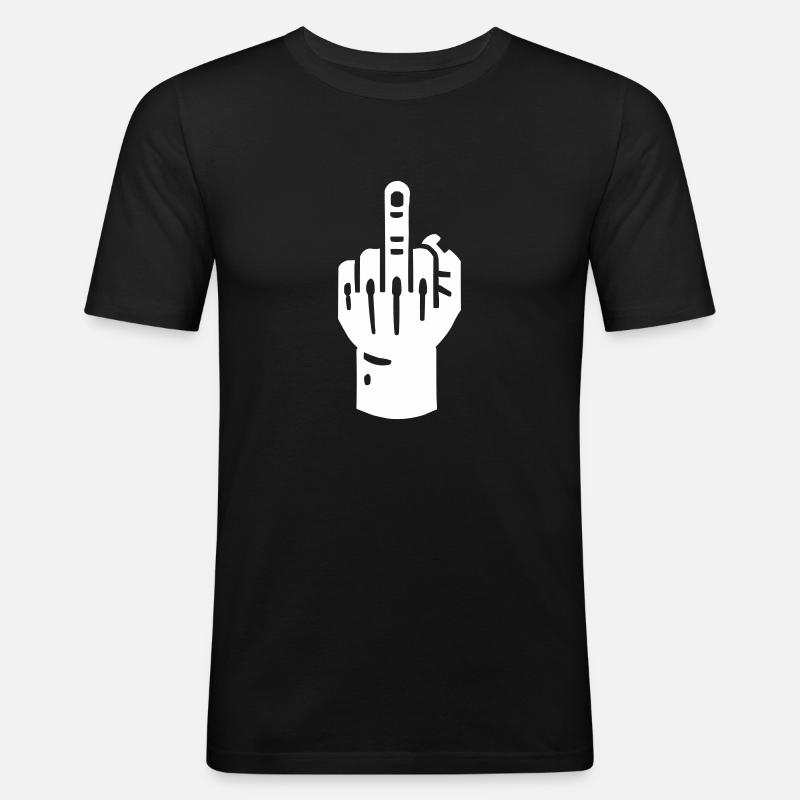 mittelfinger hand - Männer Slim Fit T-Shirt - Schwarz