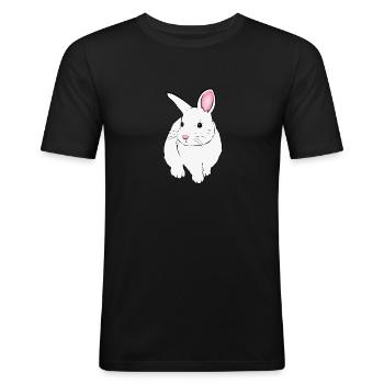 Häschen - Männer Slim Fit T-Shirt - Schwarz - Vorne - Nik (191cm)