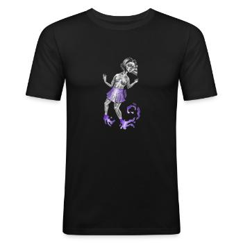 UniversumSeele - Männer Slim Fit T-Shirt - Schwarz - Vorne - Nik (191cm)