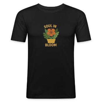 Soul in Bloom - Männer Slim Fit T-Shirt - Schwarz - Vorne - Nik (191cm)