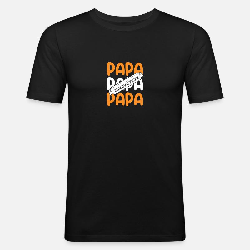 Harmonica Papa Père Harmonica - T-shirt près du corps Homme - noir