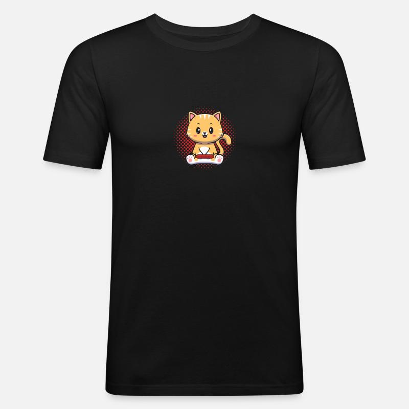 Harmonica Cat Cat Harmonica - Men's Slim Fit T-Shirt - black