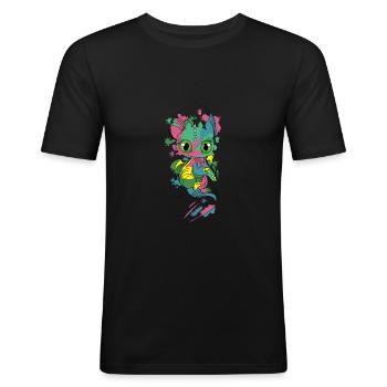 Bunter Baby Drache | Lustiger Drache Bunt - Männer Slim Fit T-Shirt - Schwarz - Vorne - Nik (191cm)
