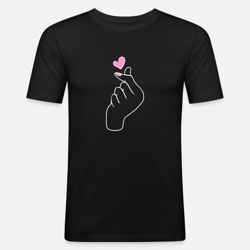 Kpop Korea K-Pop Herz - Männer Slim Fit T-Shirt - Schwarz