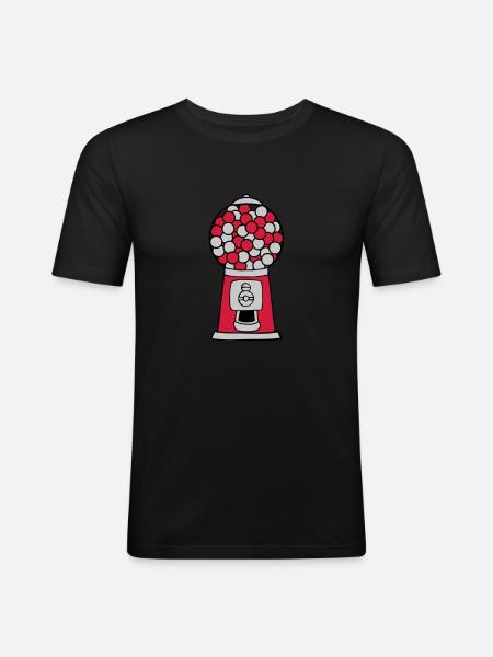 Kaugummi Spender Automat - Männer Slim Fit T-Shirt - Schwarz