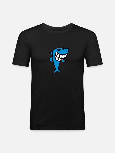 Grinning Shark - Men's Slim Fit T-Shirt - black
