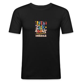 Parlons de l’expression vibrante des passe-temps - T-shirt près du corps Homme - noir - Devant - Nik (191cm)