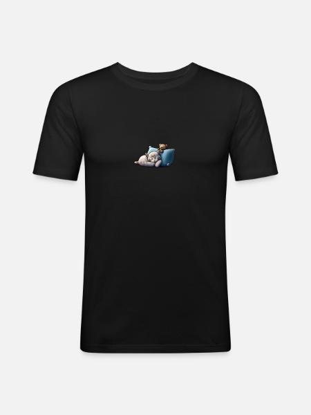 sleepy cat - Männer Slim Fit T-Shirt - Schwarz