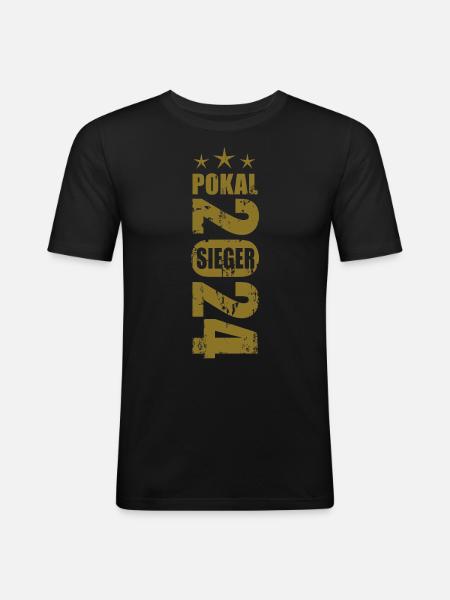 Pokalsieger 2024 - Männer Slim Fit T-Shirt - Schwarz