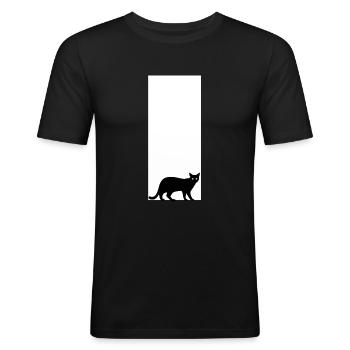 süßes Katzenmotiv Sticker Schürze Tasse Shirt - Männer Slim Fit T-Shirt - Schwarz - Vorne - Nik (191cm)