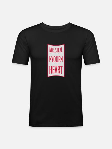 Mr steal your heart - Men's Slim Fit T-Shirt - black