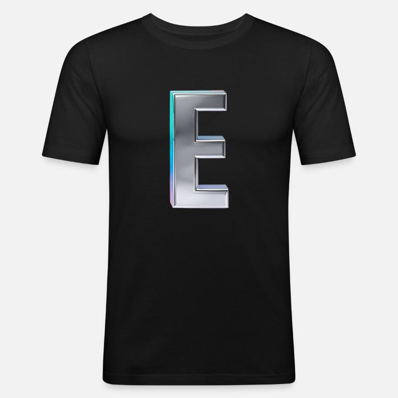 Chrome ,, E " Metallic - Männer Slim Fit T-Shirt - Schwarz
