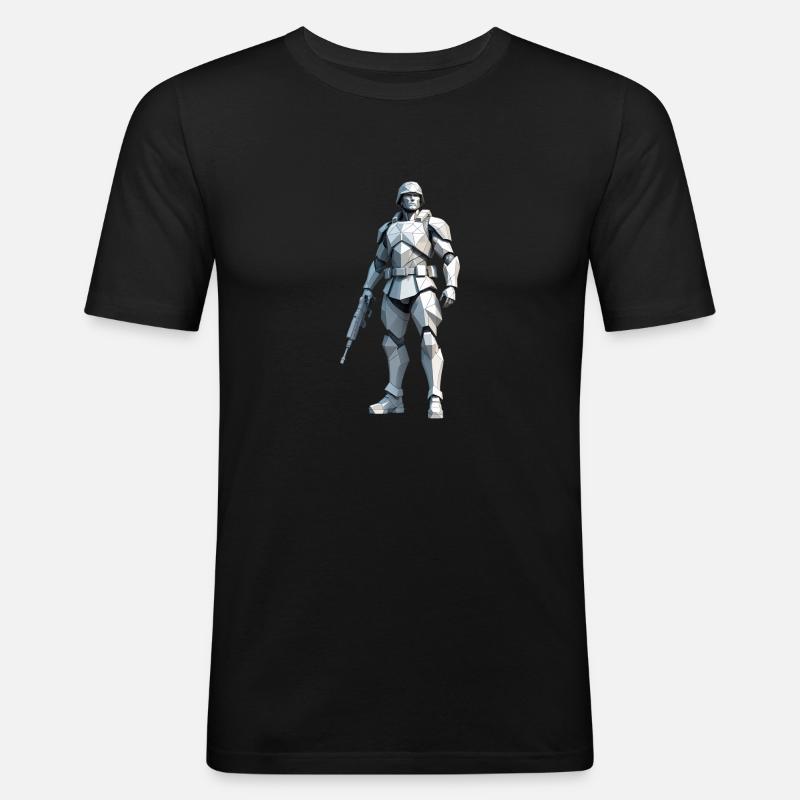 Soldat - Low Poly Army Design - Männer Slim Fit T-Shirt - Schwarz