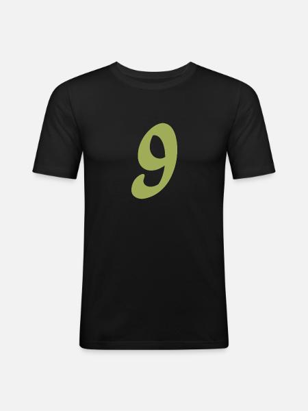 9 - Männer Slim Fit T-Shirt - Schwarz
