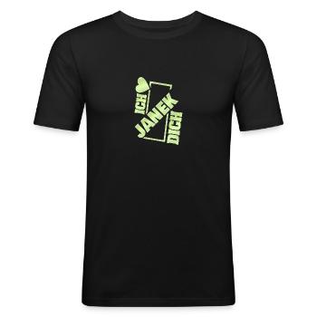 Liebespaar Janek - Männer Slim Fit T-Shirt - Schwarz - Vorne - Nik (191cm)