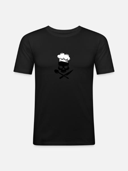 Cooking Skull - Männer Slim Fit T-Shirt - Schwarz
