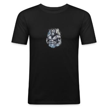 Muscle Gorilla Beats Gym Motivation - Männer Slim Fit T-Shirt - Schwarz - Vorne - Nik (191cm)