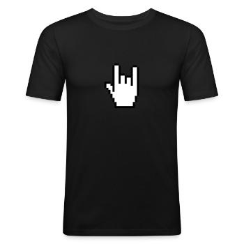 Signe de main curseur - T-shirt près du corps Homme - noir - Devant - Nik (191cm)