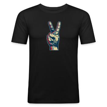 Peace hand - Men's Slim Fit T-Shirt - black - Front - Nik (191cm)