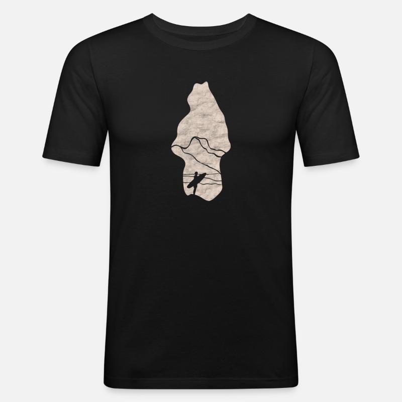 Surfer Bay - Männer Slim Fit T-Shirt - Schwarz