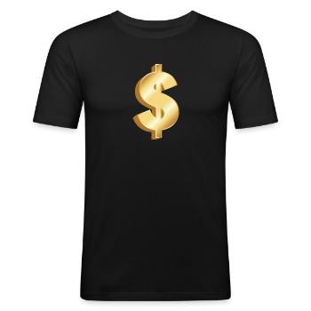 Dollar - Männer Slim Fit T-Shirt - Schwarz - Vorne - Nik (191cm)