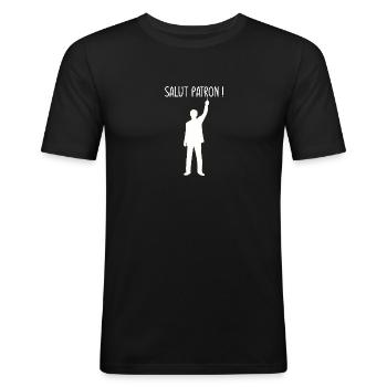 Salut patron ! démission ou départ en retraite - T-shirt près du corps Homme - noir - Devant - Nik (191cm)