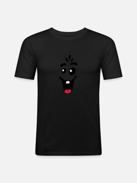 Laughing Friendly Happy Comic Face - Men's Slim Fit T-Shirt - black